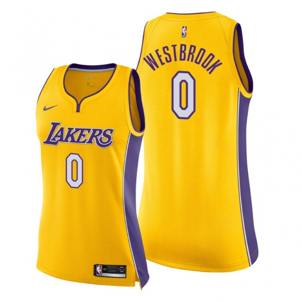 Women Los Angeles Lakers #0 Russell Westbrook 2021 Icon Edition Gold Jersey