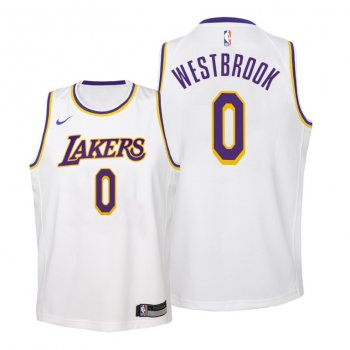 Youth Lakers #0 Russell Westbrook Association Edition 2021 White Jersey