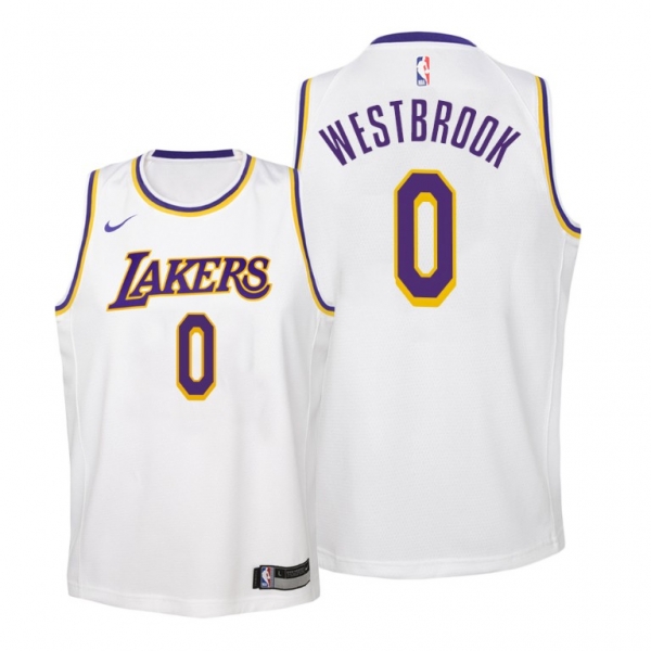 Youth Lakers #0 Russell Westbrook Association Edition 2021 White Jersey