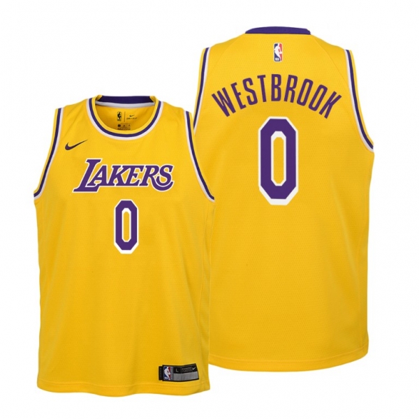 Youth Lakers #0 Russell Westbrook Icon Edition 2021 Gold Jersey