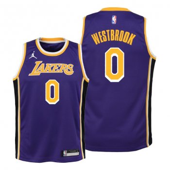 Youth Lakers #0 Russell Westbrook Statement Edition 2021 Purple Jersey