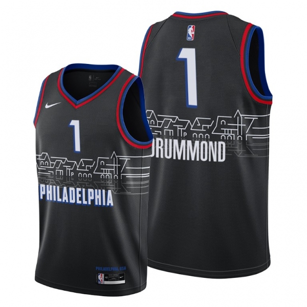 Andre Drummond 2021 Trade Philadelphia 76ers Black City Edition Jersey #1