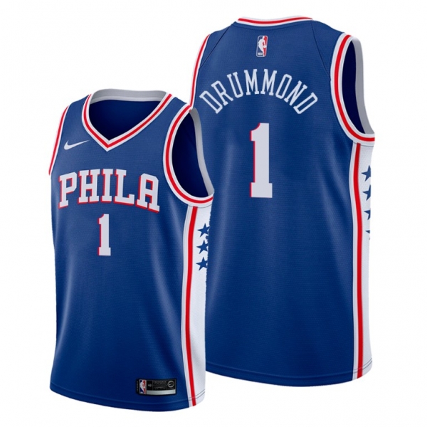 Andre Drummond 2021 Trade Philadelphia 76ers Navy Icon Edition Jersey #1