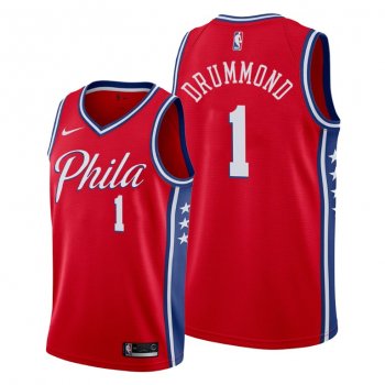 Andre Drummond 2021 Trade Philadelphia 76ers Red Statement Edition Jersey #1