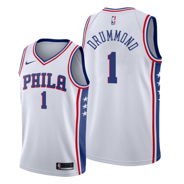 Andre Drummond 2021 Trade Philadelphia 76ers White Association Edition Jersey #1