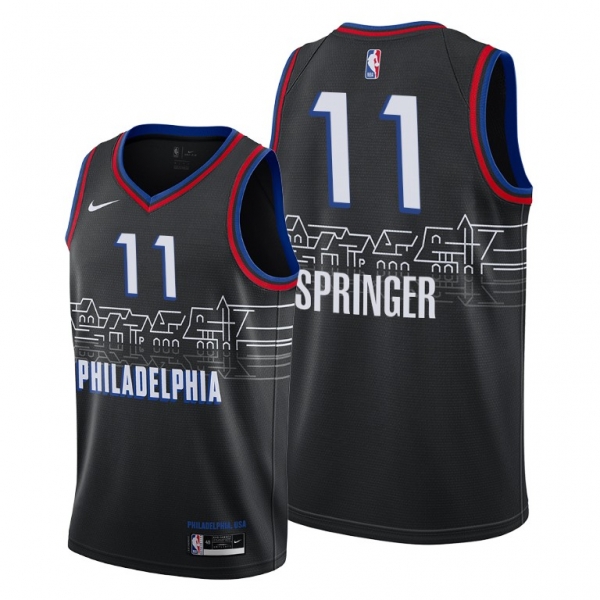 Jaden Springer 2021 NBA Draft Philadelphia 76ers Black City Edition Jersey #11