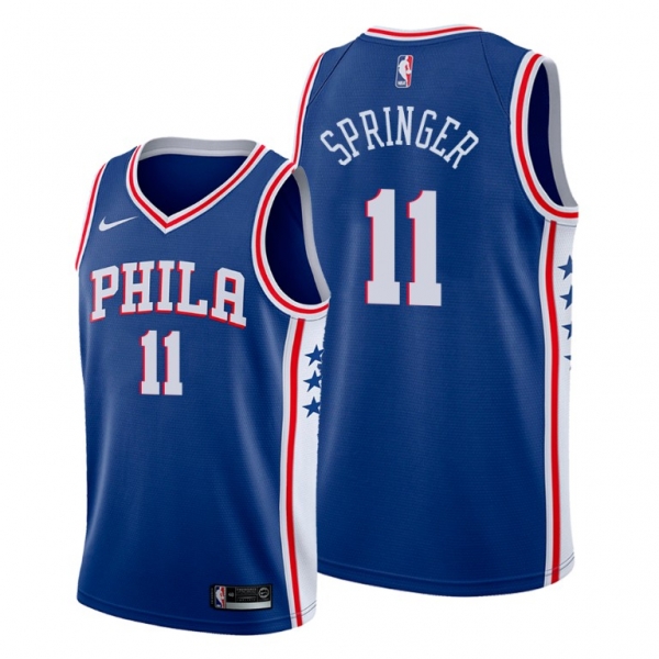 Jaden Springer 2021 NBA Draft Philadelphia 76ers Blue Icon Edition Jersey #11