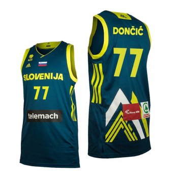 Men's #77 Luka Doncic Slovenia Basketball Jersey 2021 Tokyo Olympics - Navy