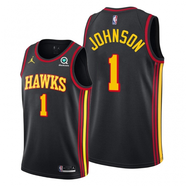 Jalen Johnson 2021 NBA Draft Atlanta Hawks Black Statement Edition Jersey #1