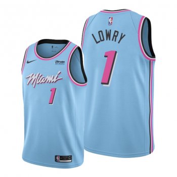 Kyle Lowry 2021 Trade Miami Heat Blue ViceWave City Jersey #1