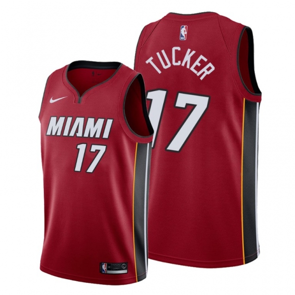 P.J. Tucker 2021 Trade Miami Heat Red Statement Edition Jersey #17