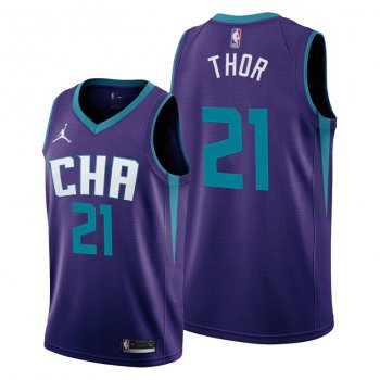 JT Thor 2021 NBA Draft Charlotte Hornets Purple Statement Edition Jersey #21