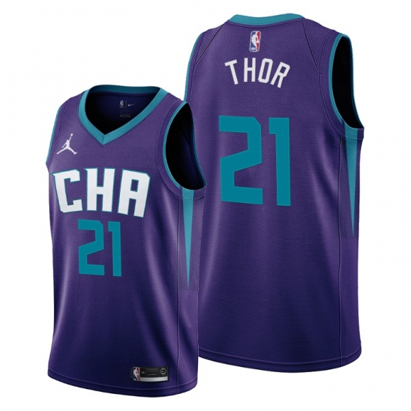 JT Thor 2021 NBA Draft Charlotte Hornets Purple Statement Edition Jersey #21