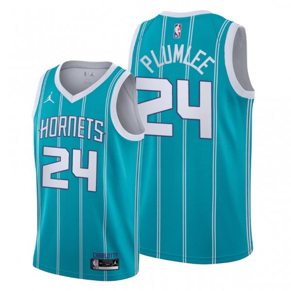 Mason Plumlee 2021 Trade Charlotte Hornets Teal Icon Edition Jersey #24