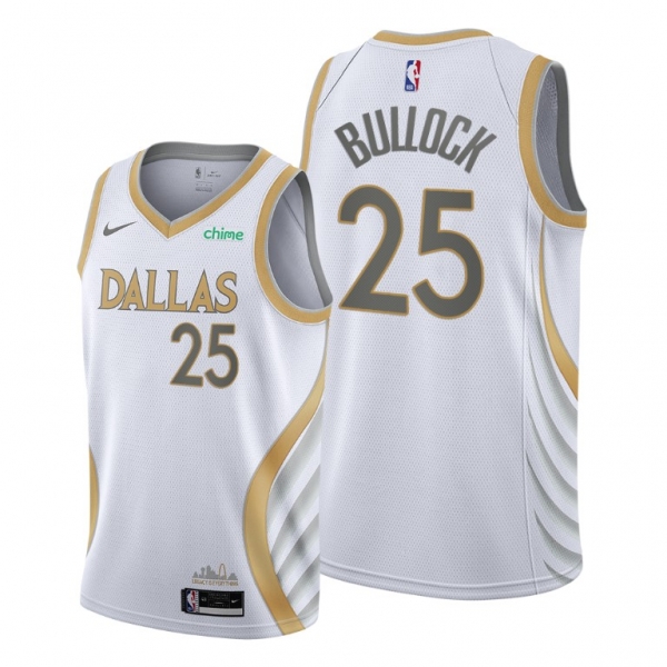 Reggie Bullock 2021 Trade Dallas Mavericks White City Edition Jersey #25