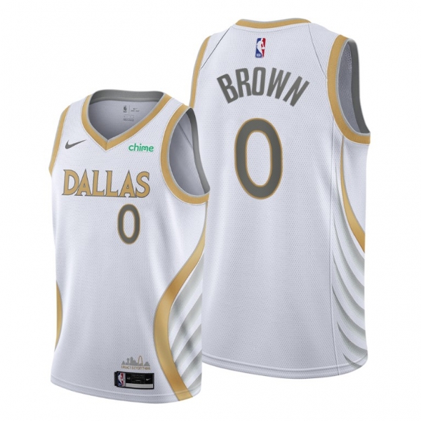 Sterling Brown 2021 Trade Dallas Mavericks White City Edition Jersey #0