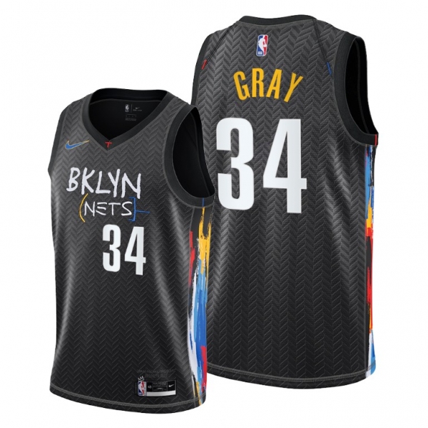 RaiQuan Gray 2021 NBA Draft Brooklyn Nets Black City Edition Jersey #34