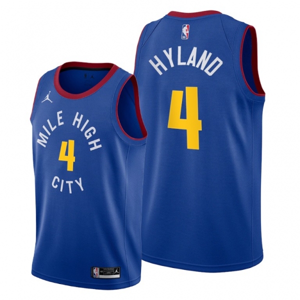 Nah'Shon Hyland 2021 NBA Draft Denver Nuggets Blue Statement Edition Jersey #4