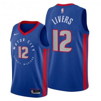 Isaiah Livers 2021 NBA Draft Detroit Pistons Blue City Edition Jersey #12