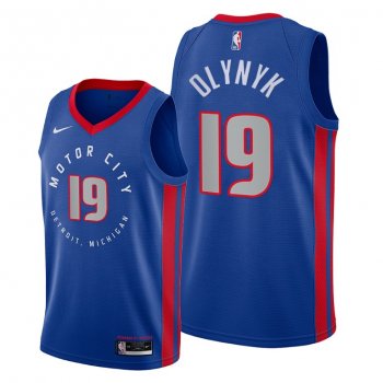 Kelly Olynyk 2021 Trade Detroit Pistons Blue City Edition Jersey #19