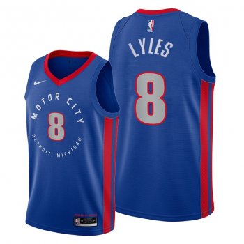 Trey Lyles 2021 Trade Detroit Pistons Blue City Edition Jersey #8