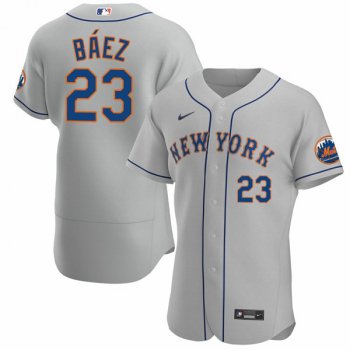 Men's #23 Javier Báez New York Mets Trade Jersey Gray Authentic - All Stitched