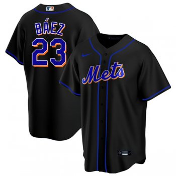 Men's #23 Javier Báez New York Mets Trade Jersey Black Replica - All Stitched