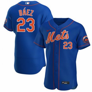 Men's #23 Javier Báez New York Mets Jersey Blue Home Authentic - Stitched