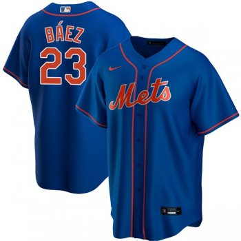 Men's #9 Javier Báez New York Mets Jersey Blue Alternate Replica - Stitched