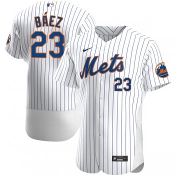 Men's #23 Javier Báez New York Mets Jersey White Alternate Authentic - Stitched