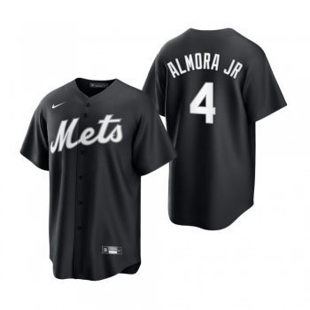 New York Mets Albert Almora Jr. Nike Black White 2021 All Black Fashion Replica Jersey