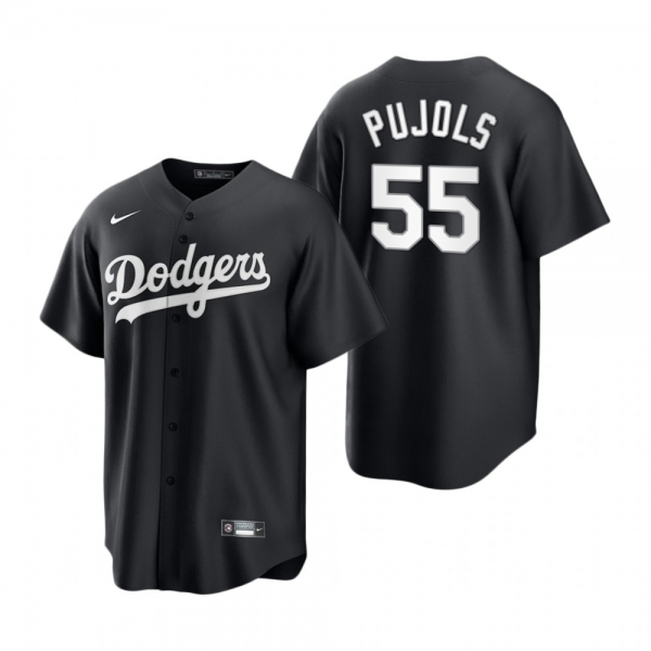 Los Angeles Dodgers Albert Pujols Nike Black White 2021 All Black Fashion Replica Jersey