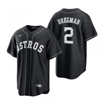 Men's Houston Astros Alex Bregman Nike Black White 2021 All Black Fashion Replica Jersey