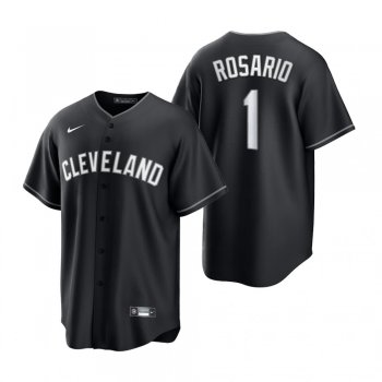 Cleveland Indians Amed Rosario Nike Black White 2021 All Black Fashion Replica Jersey