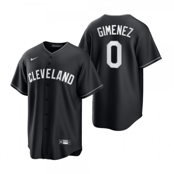 Cleveland Indians Andres Gimenez Nike Black White 2021 All Black Fashion Replica Jersey