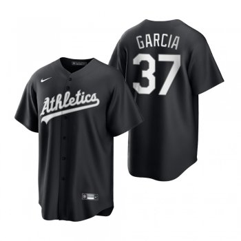 Men's Oakland Athletics Aramis Garcia Nike Black White 2021 All Black Fashion Replica Jersey