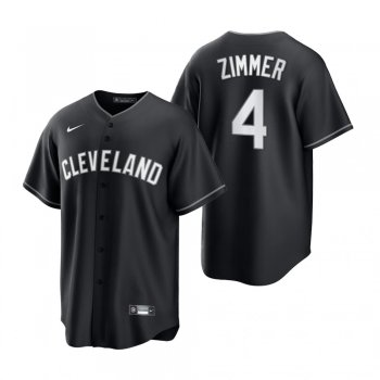 Men's Cleveland Indians Bradley Zimmer Nike Black White 2021 All Black Fashion Replica Jersey