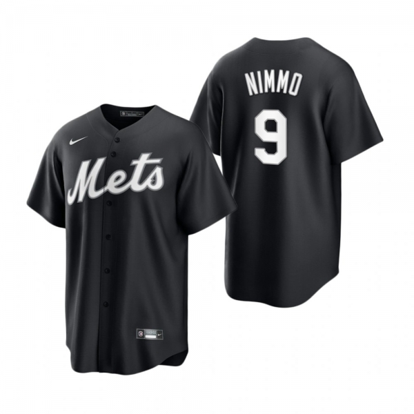 New York Mets Brandon Nimmo Nike Black White 2021 All Black Fashion Replica Jersey