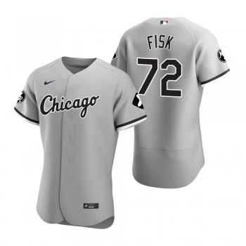 Men's Chicago White Sox Carlton Fisk Nike Gray MR Patch Authentic Jersey