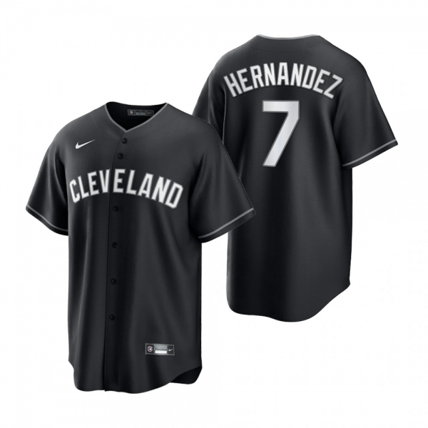 Cleveland Indians Cesar Hernandez Nike Black White 2021 All Black Fashion Replica Jersey