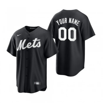 New York Mets Custom Nike Black White 2021 All Black Fashion Replica Jersey