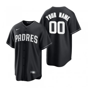 San Diego Padres Custom Nike Black White 2021 All Black Fashion Replica Jersey