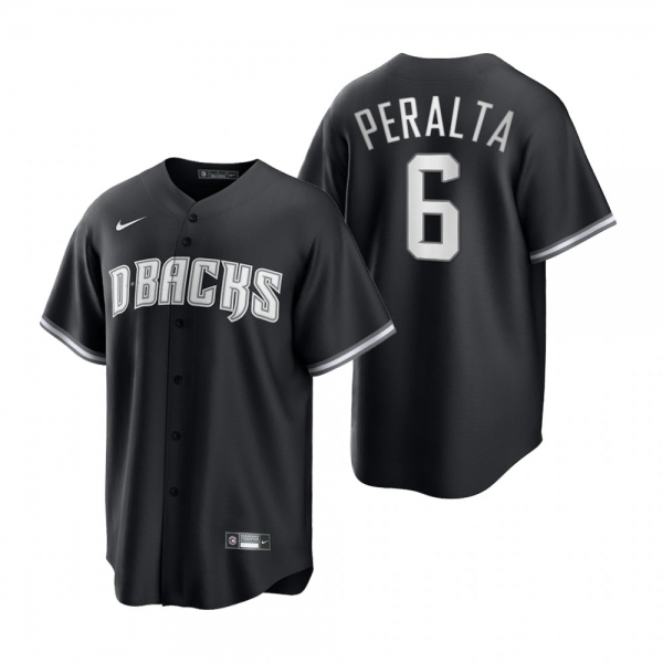 Men's Arizona Diamondbacks David Peralta Nike Black White 2021 All Black Fashion Replica Jersey