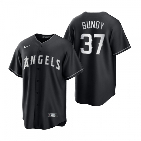 Men's Los Angeles Angels Dylan Bundy Nike Black White 2021 All Black Fashion Replica Jersey