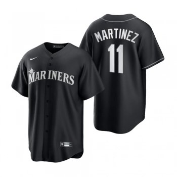 Seattle Mariners Edgar Martinez Nike Black White 2021 All Black Fashion Replica Jersey