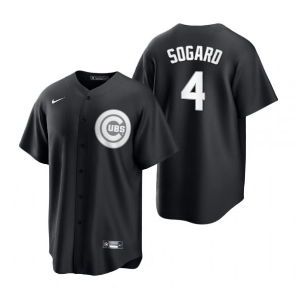 Chicago Cubs Eric Sogard Nike Black White 2021 All Black Fashion Replica Jersey