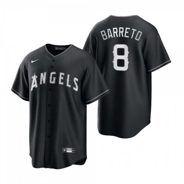 Los Angeles Angels Franklin Barreto Nike Black White 2021 All Black Fashion Replica Jersey