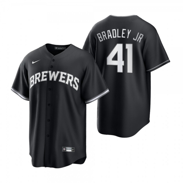 Milwaukee Brewers Jackie Bradley Jr. Nike Black White 2021 All Black Fashion Replica Jersey