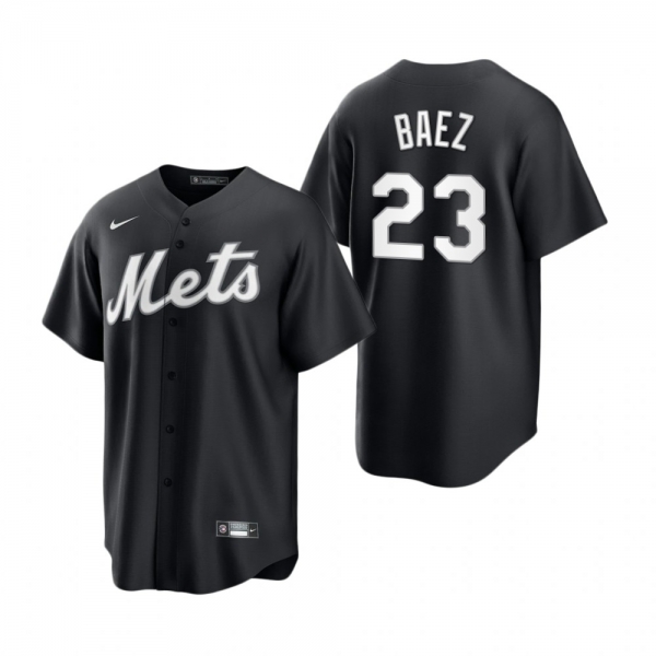 New York Mets Javier Baez Nike Black White 2021 All Black Fashion Replica Jersey