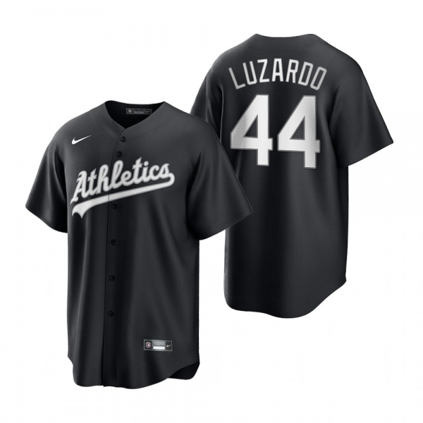 Men's Oakland Athletics Jesus Luzardo Nike Black White 2021 All Black Fashion Replica Jersey